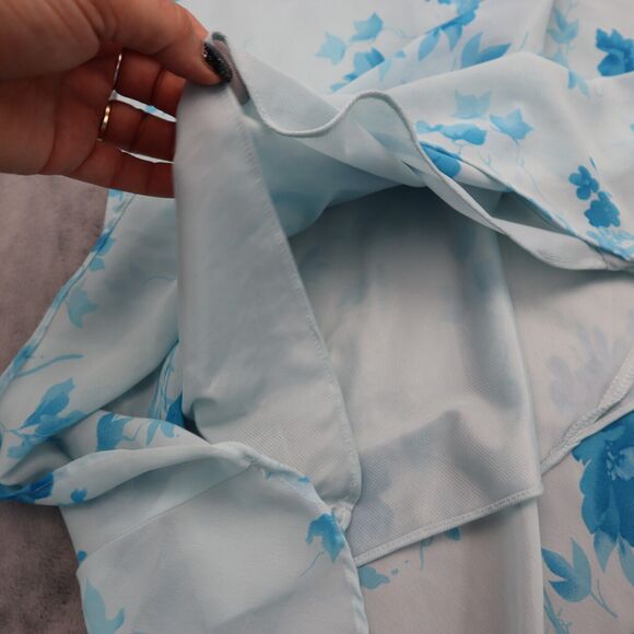 Esmeralda Dress Womens 3X Blue Hi Low One Shoulder Plus Size Blue Floral - Picture 4 of 16